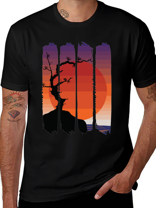 Sunset Bonsai Graphic Tee - Black