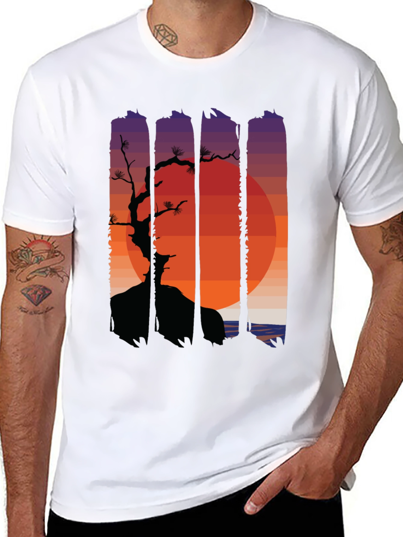 Sunset Bonsai Graphic Tee - Black