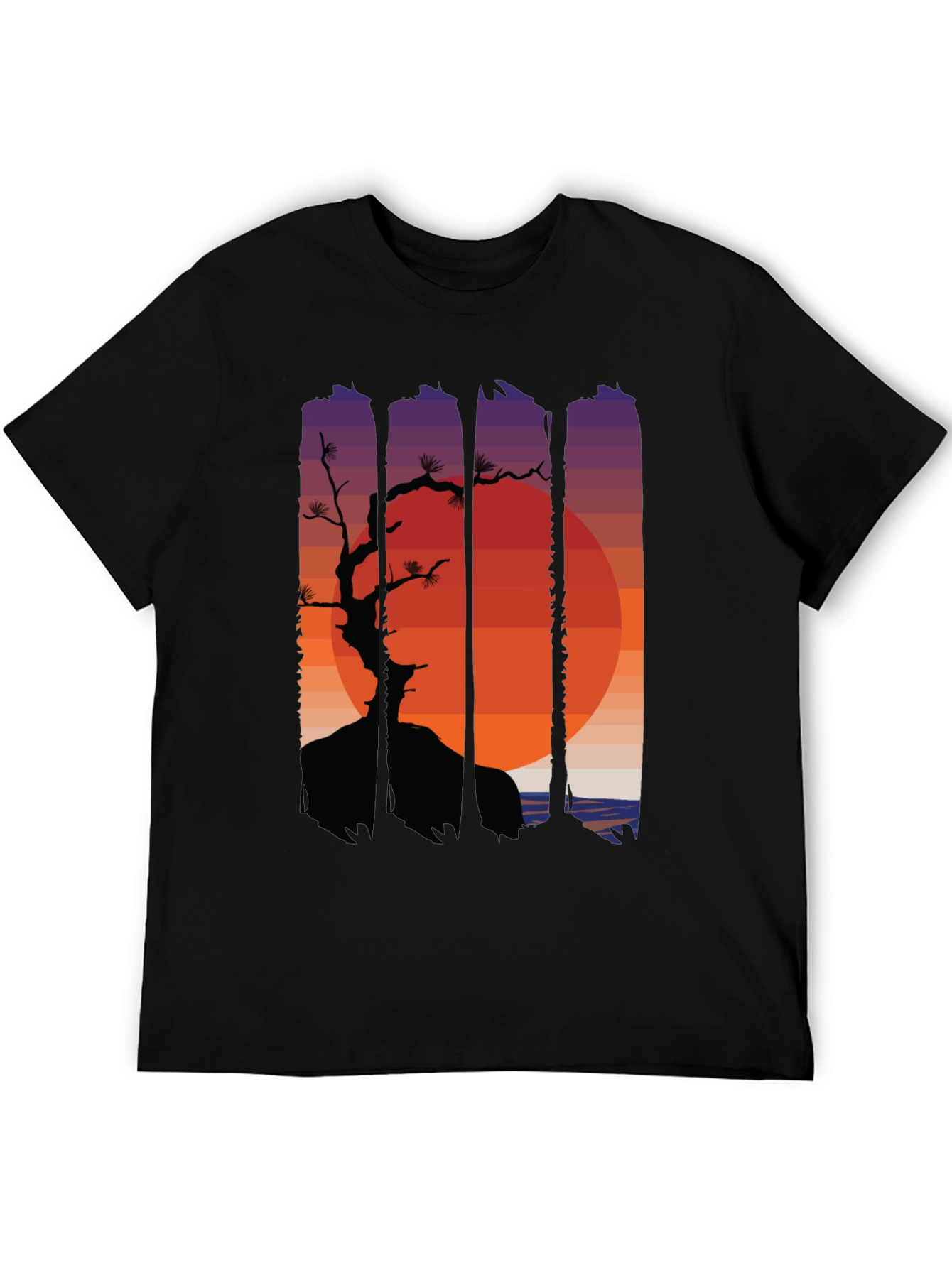 Sunset Bonsai Graphic Tee - Black