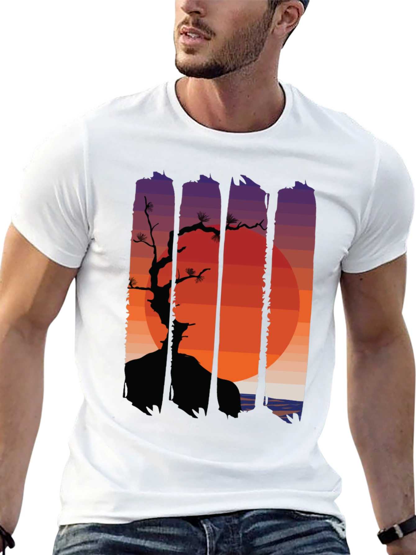 Sunset Bonsai Graphic Tee - Black