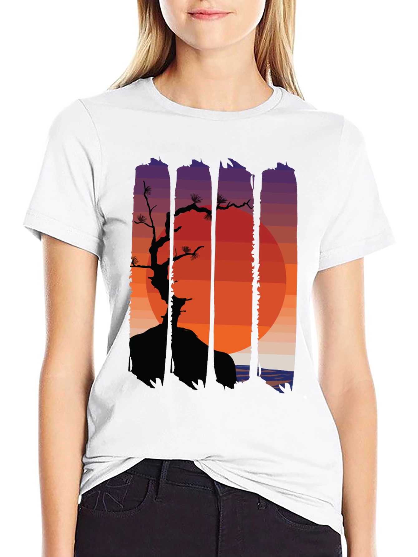 Sunset Bonsai Graphic Tee - Black