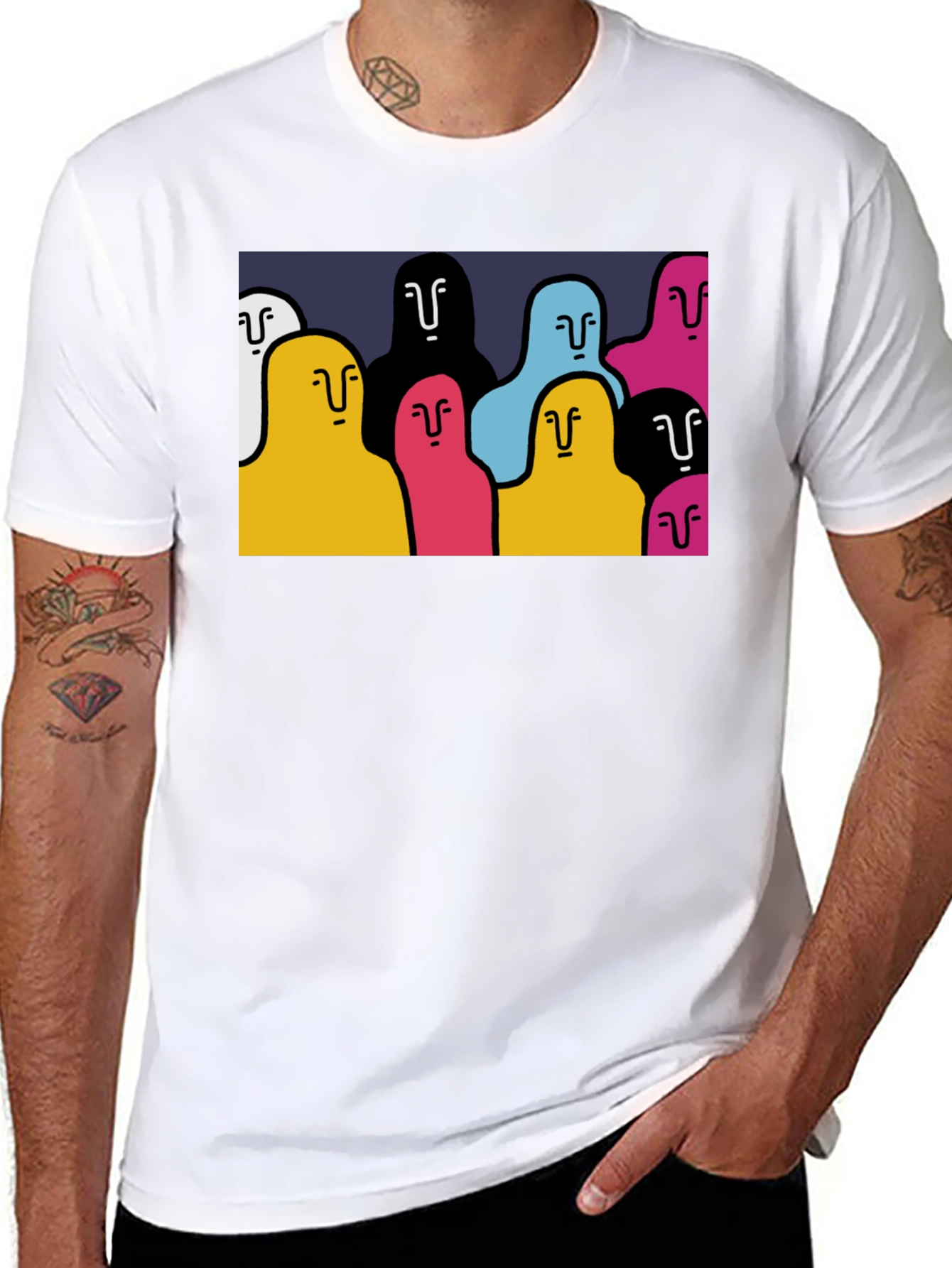 Abstract People Graphic T-Shirt - Cool Casual Style