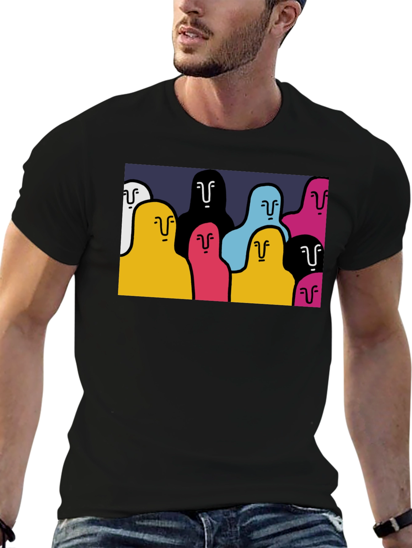 Abstract People Graphic T-Shirt - Cool Casual Style