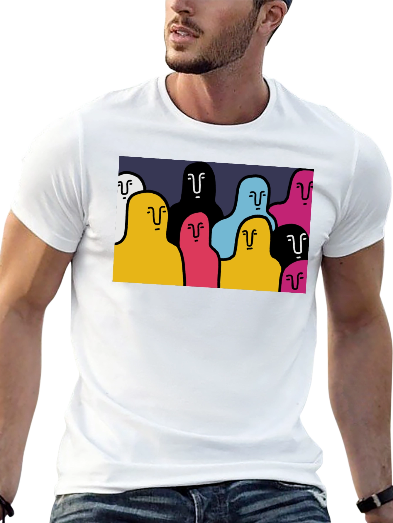 Abstract People Graphic T-Shirt - Cool Casual Style