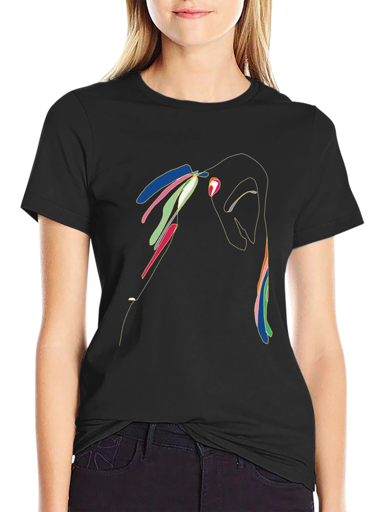 Abstract Line Art Graphic T-Shirt - Modern Artistic Tee