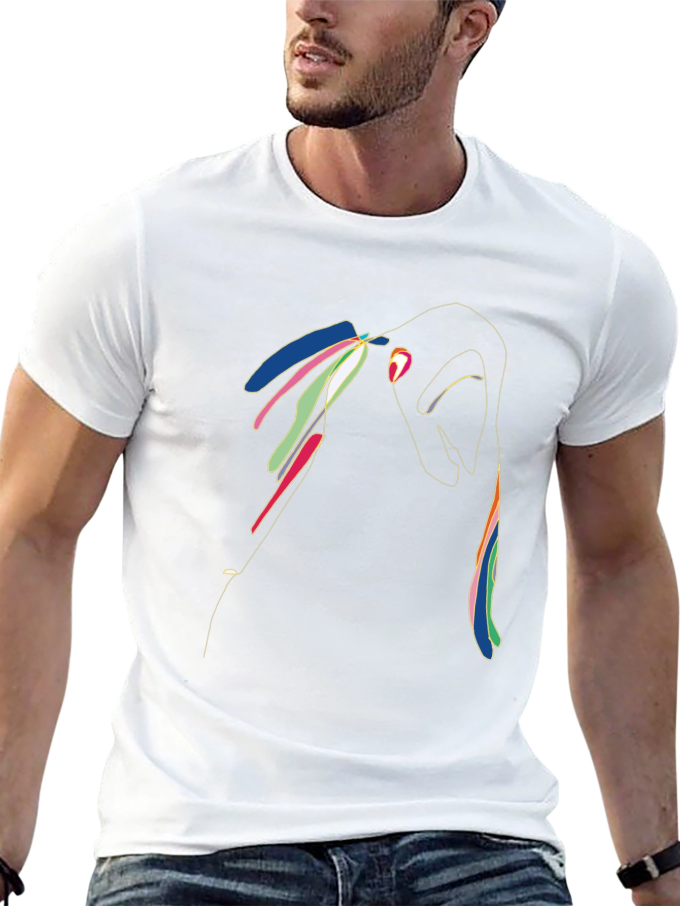 Abstract Line Art Graphic T-Shirt - Modern Artistic Tee
