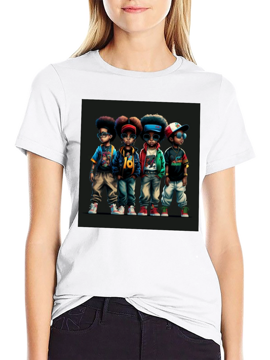 Stylish Black T-Shirt with Cool Kids Graphic