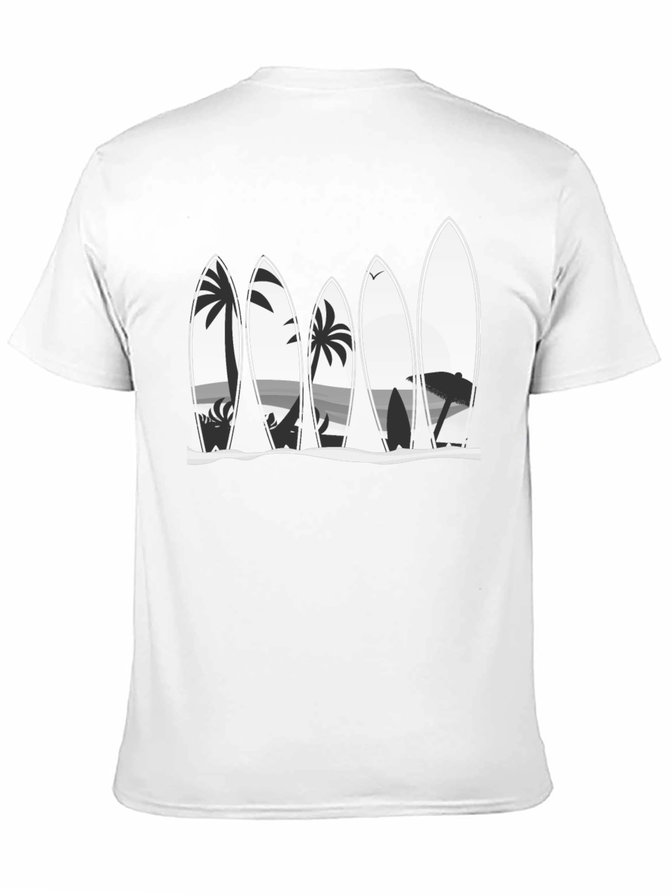 Surfboard Beach Scene Graphic Tee