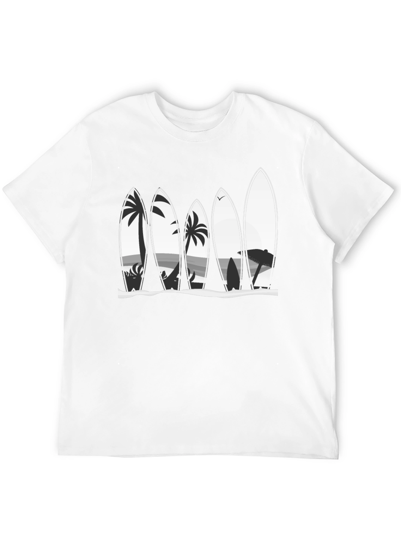 Surfboard Beach Scene Graphic Tee