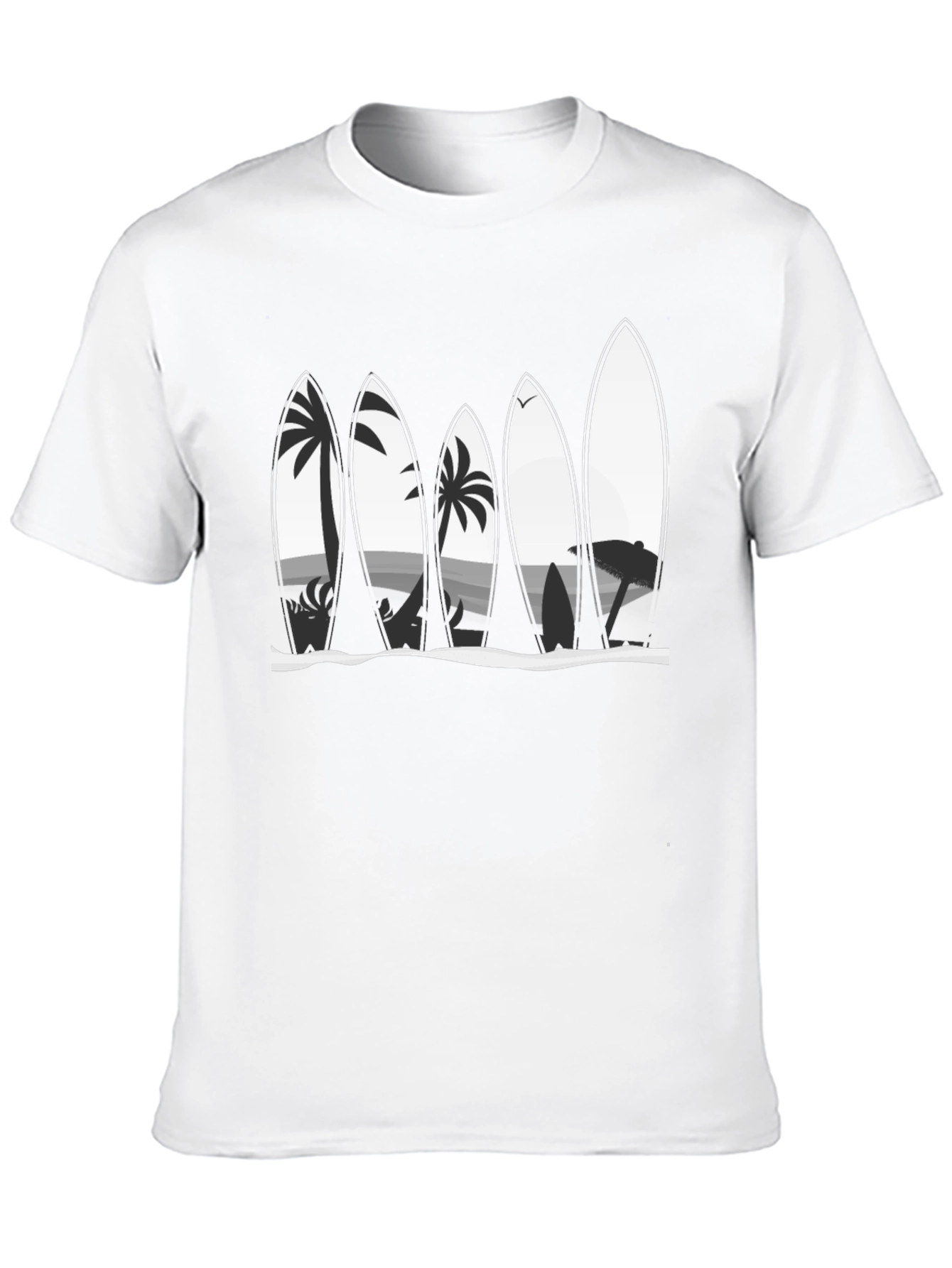 Surfboard Beach Scene Graphic Tee