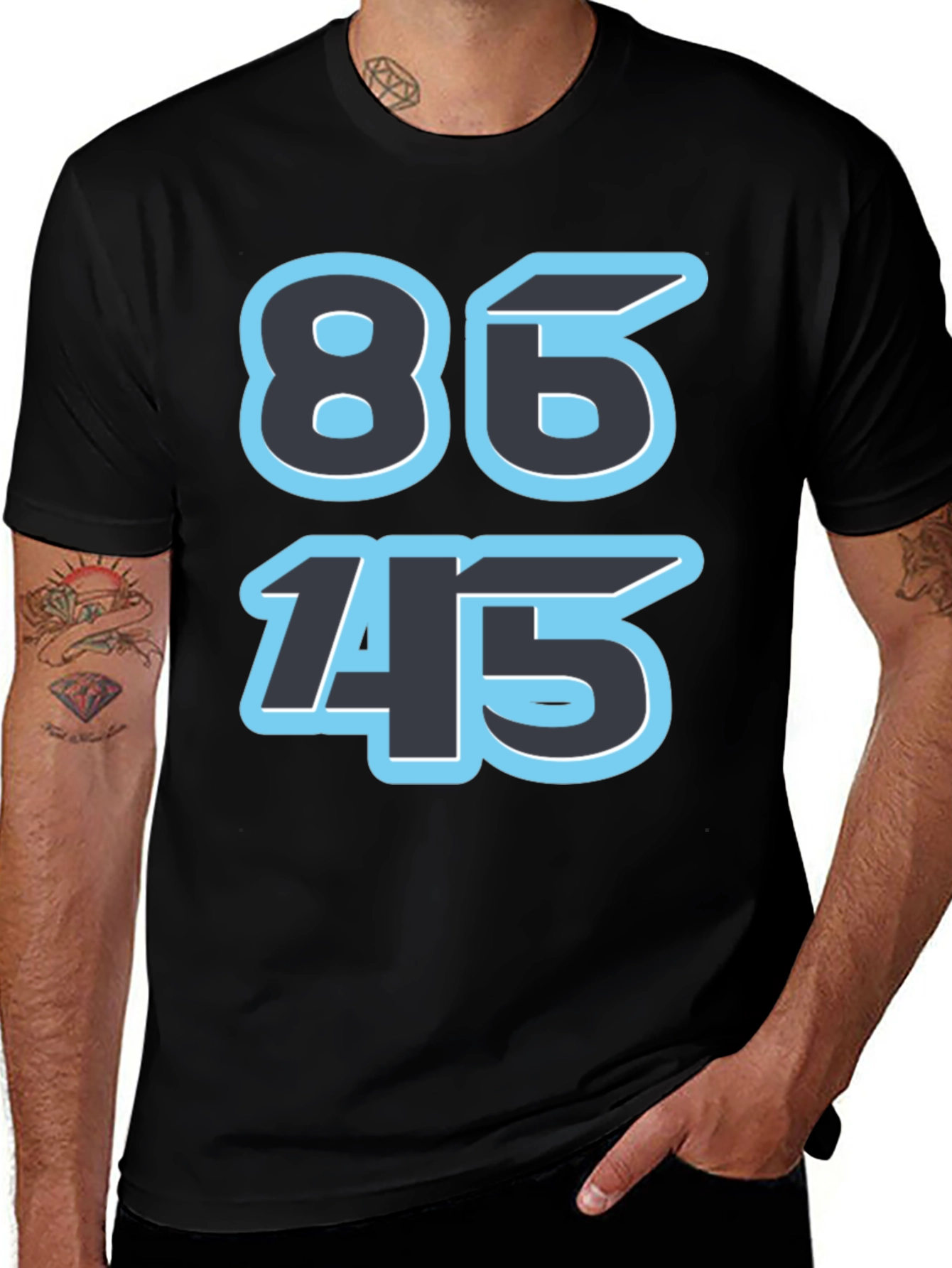 86 45 Black Graphic Tee