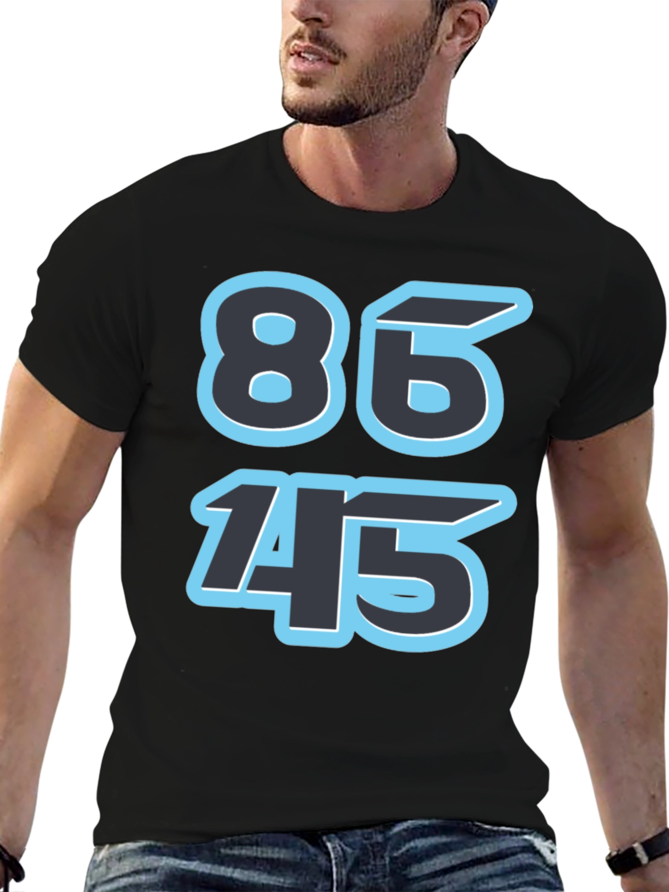 86 45 Black Graphic Tee