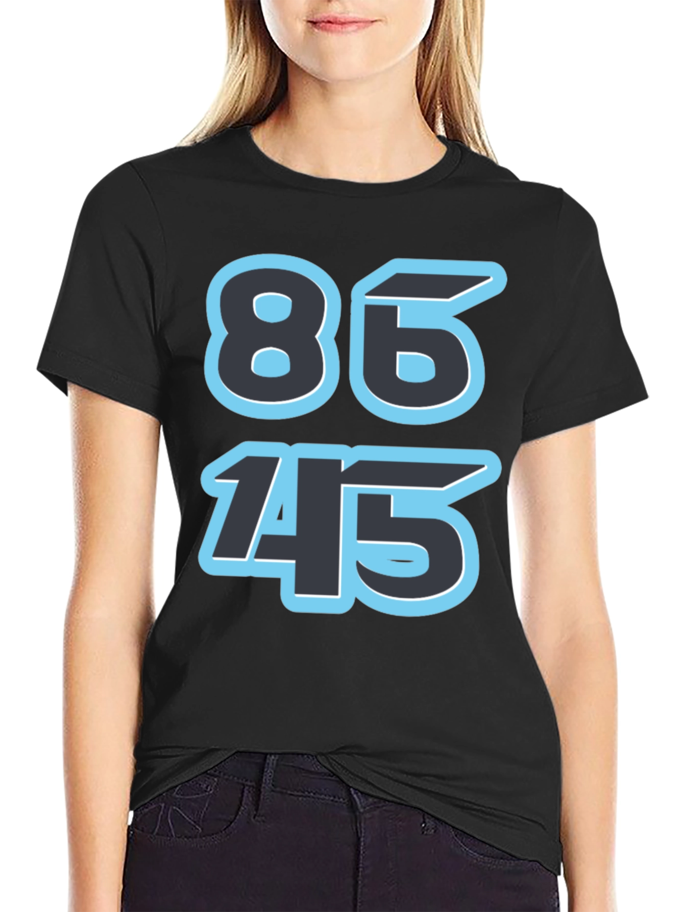 86 45 Black Graphic Tee