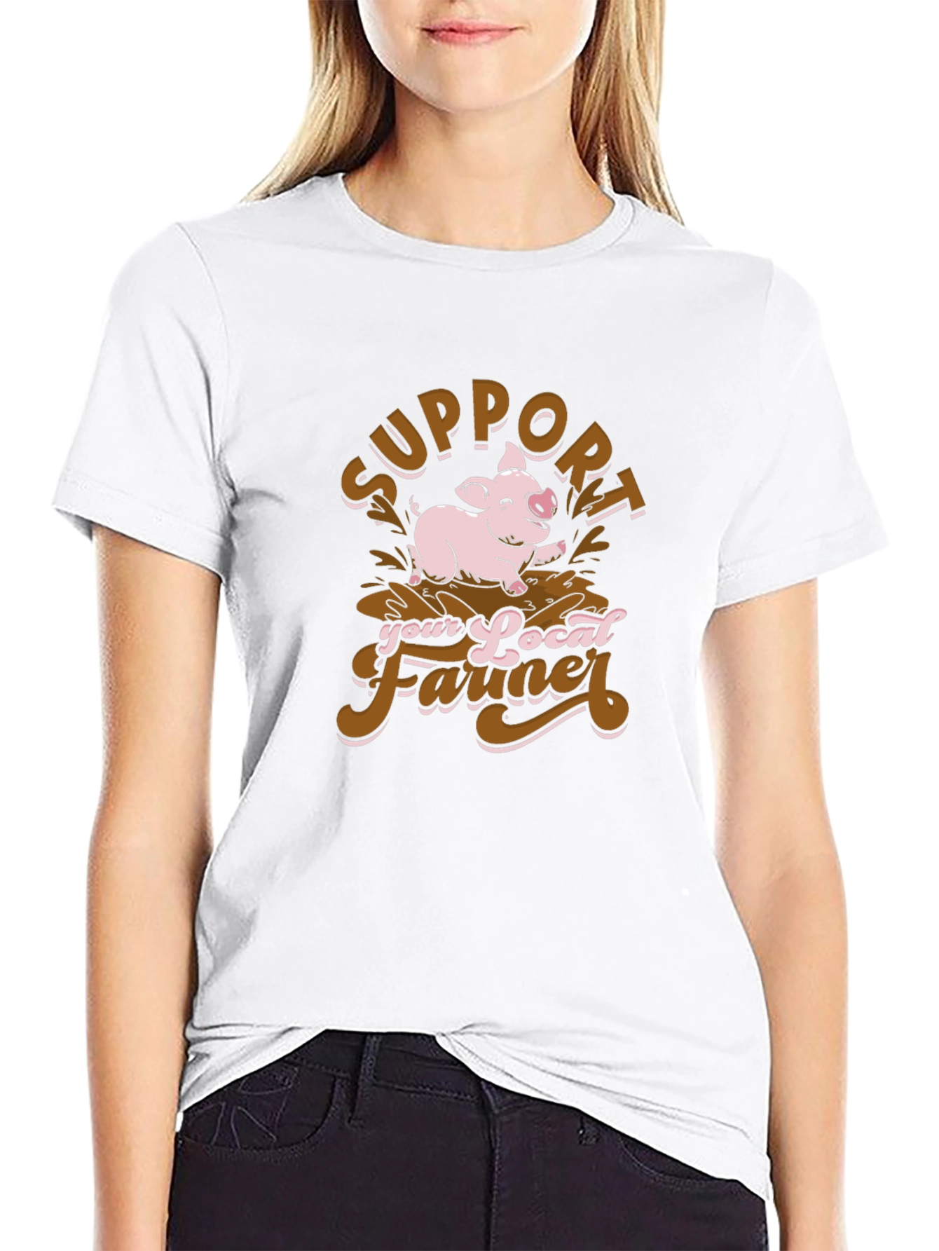 Support Your Local Farmer Pig T-Shirt