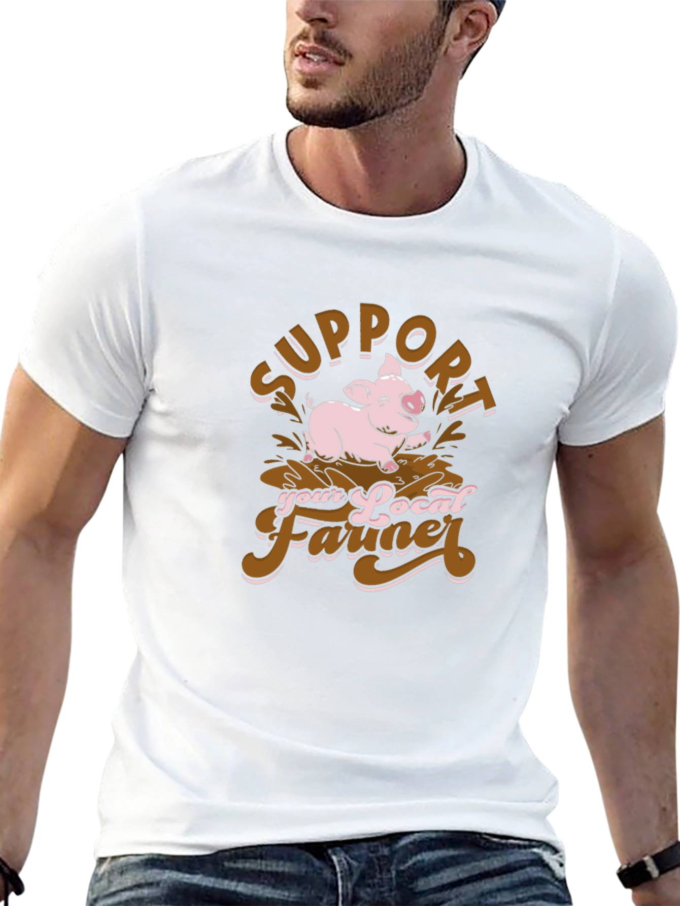 Support Your Local Farmer Pig T-Shirt