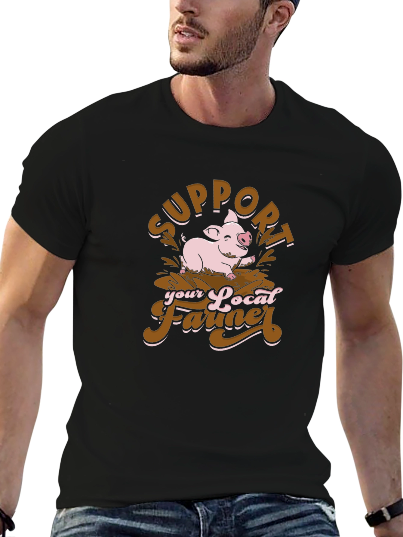 Support Your Local Farmer Pig T-Shirt