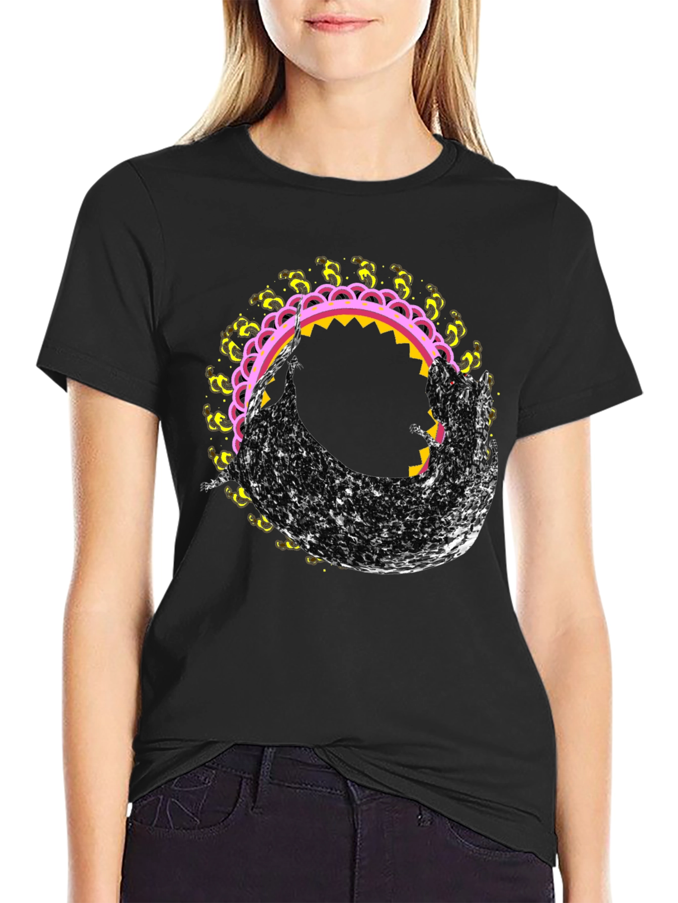 Abstract Graphic Tee - Black Crew Neck T-Shirt