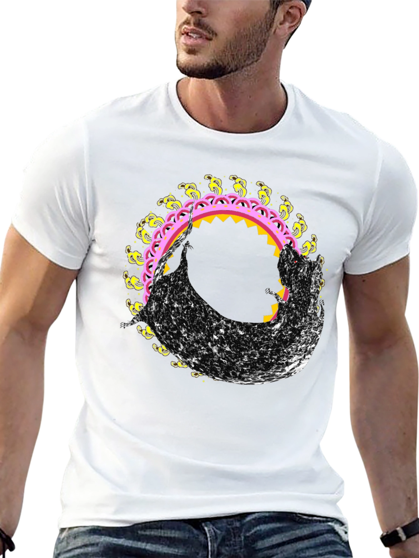 Abstract Graphic Tee - Black Crew Neck T-Shirt