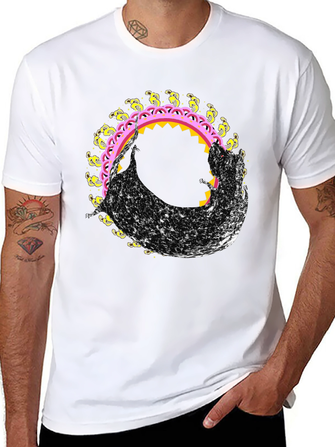 Abstract Graphic Tee - Black Crew Neck T-Shirt