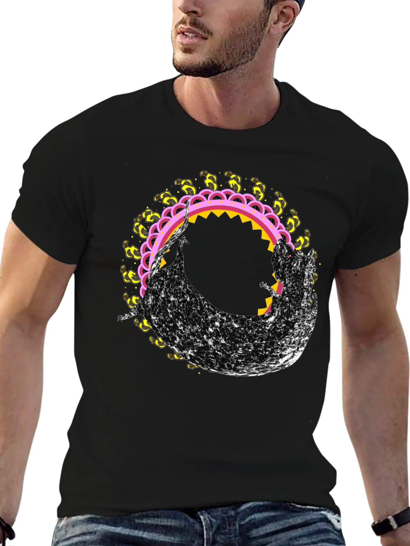 Abstract Graphic Tee - Black Crew Neck T-Shirt