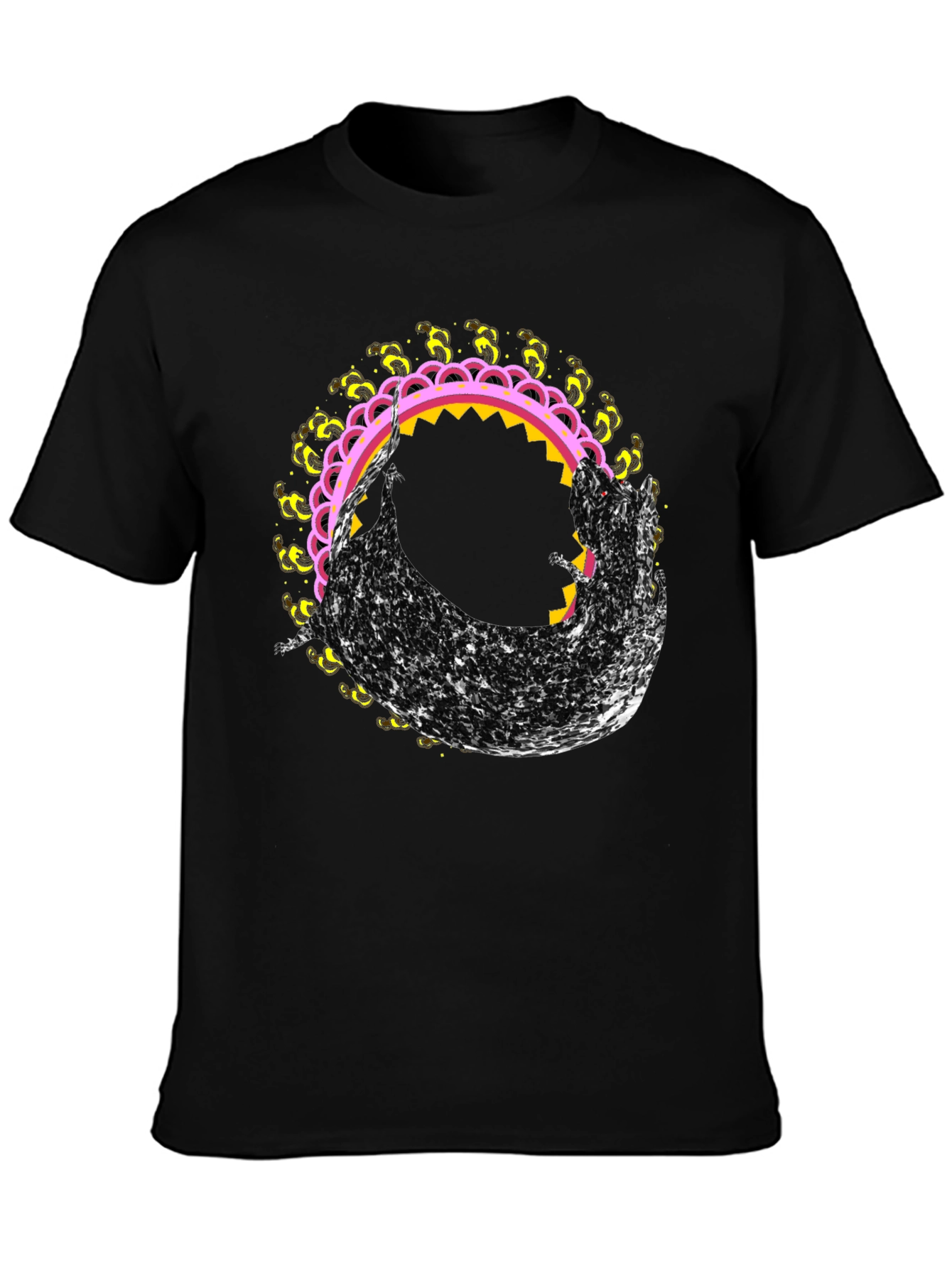 Abstract Graphic Tee - Black Crew Neck T-Shirt