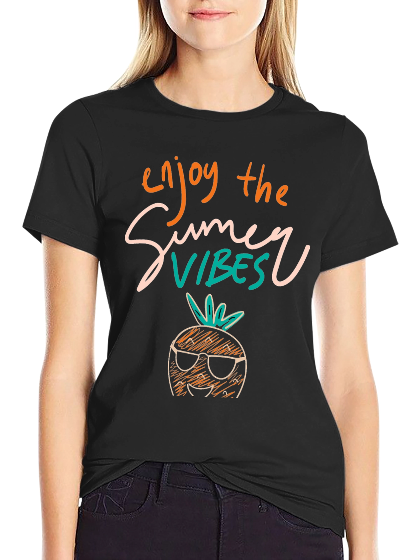 Summer Vibes Pineapple Graphic T-Shirt