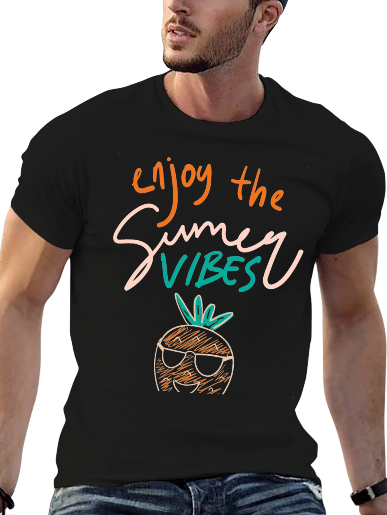 Summer Vibes Pineapple Graphic T-Shirt
