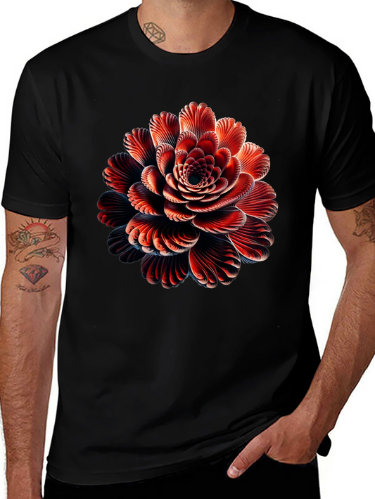 Abstract Flower Graphic Black T-Shirt