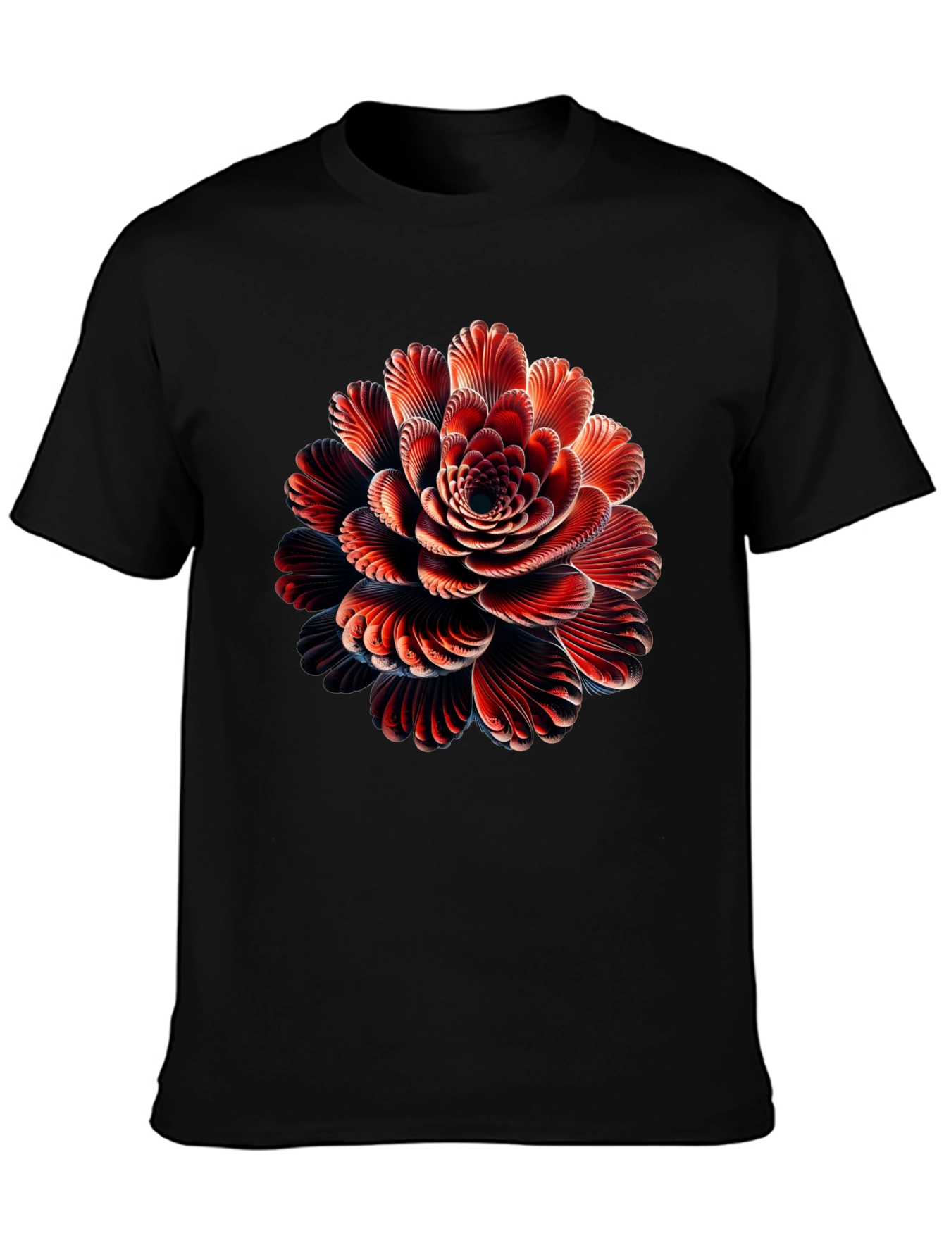 Abstract Flower Graphic Black T-Shirt