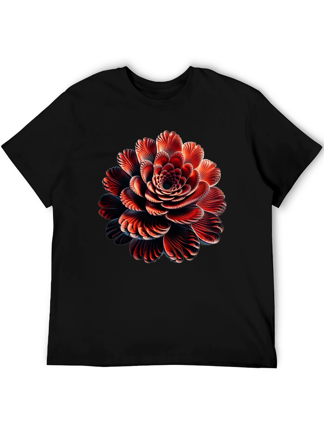 Abstract Flower Graphic Black T-Shirt