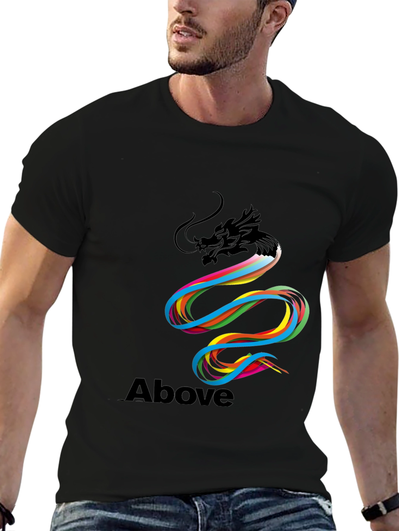 Above Rainbow Dragon Graphic T-Shirt