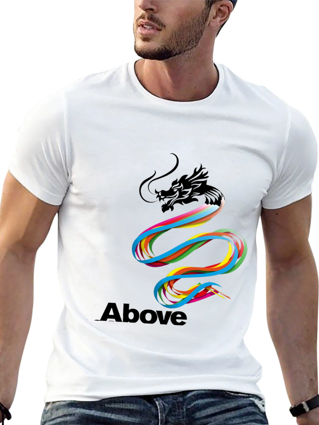Above Rainbow Dragon Graphic T-Shirt
