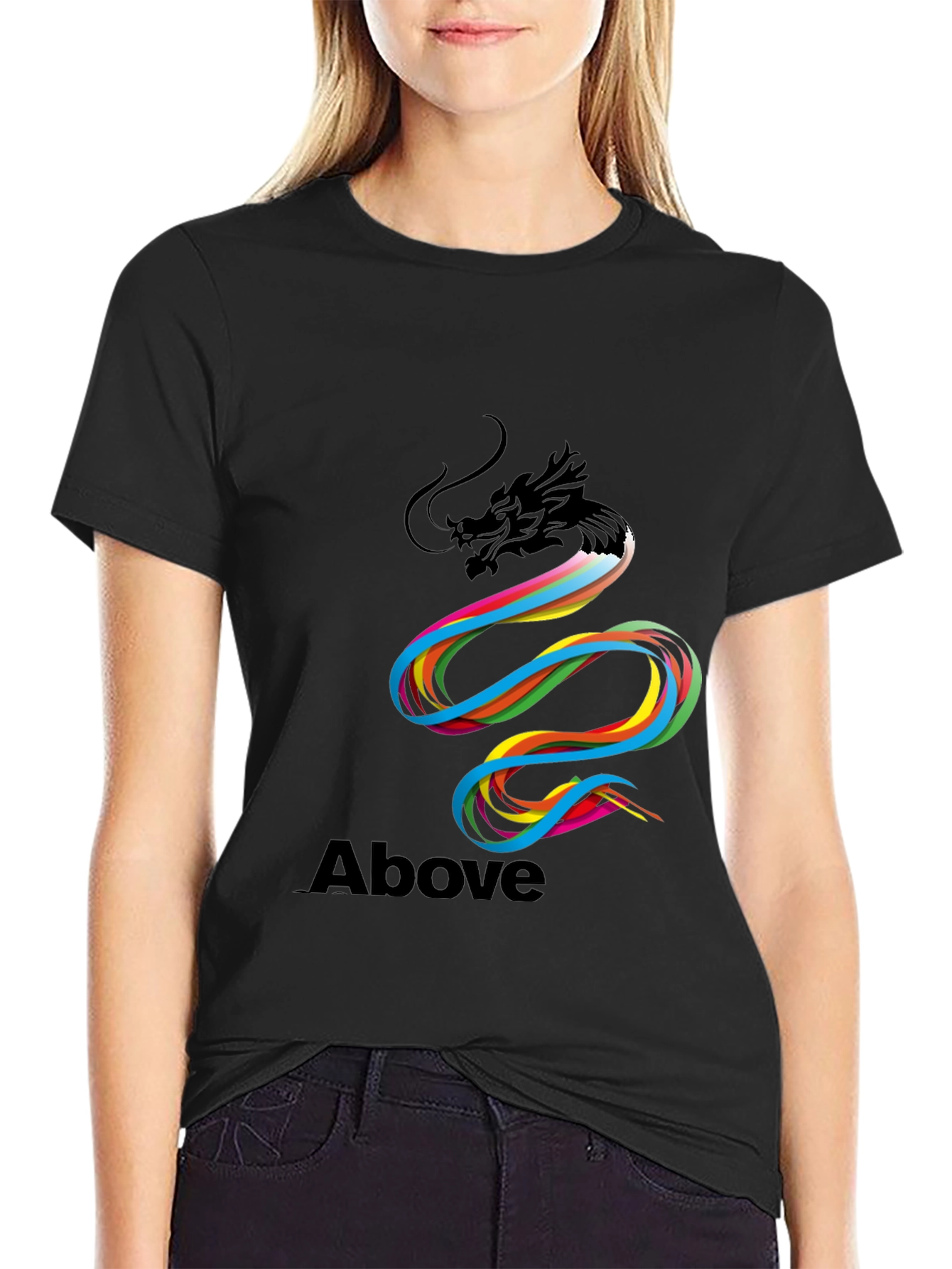Above Rainbow Dragon Graphic T-Shirt