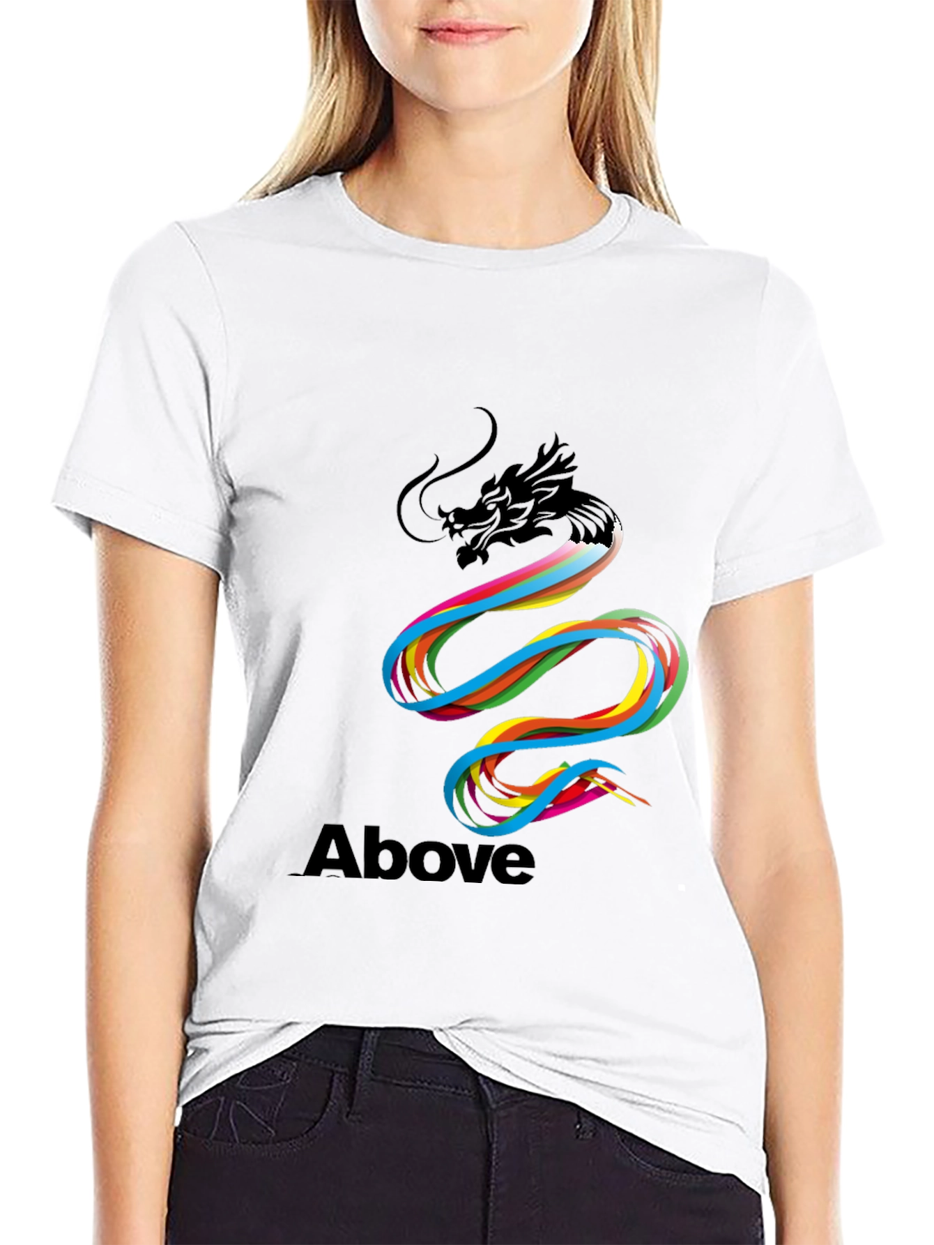Above Rainbow Dragon Graphic T-Shirt