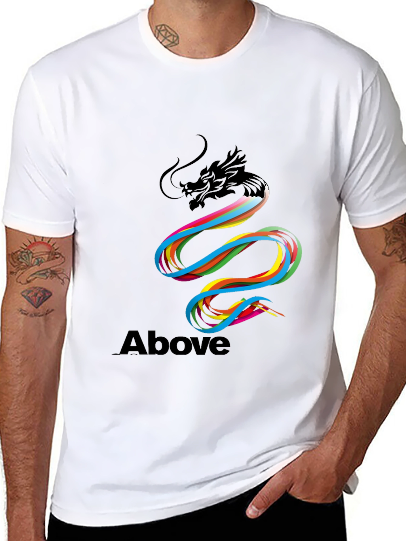 Above Rainbow Dragon Graphic T-Shirt