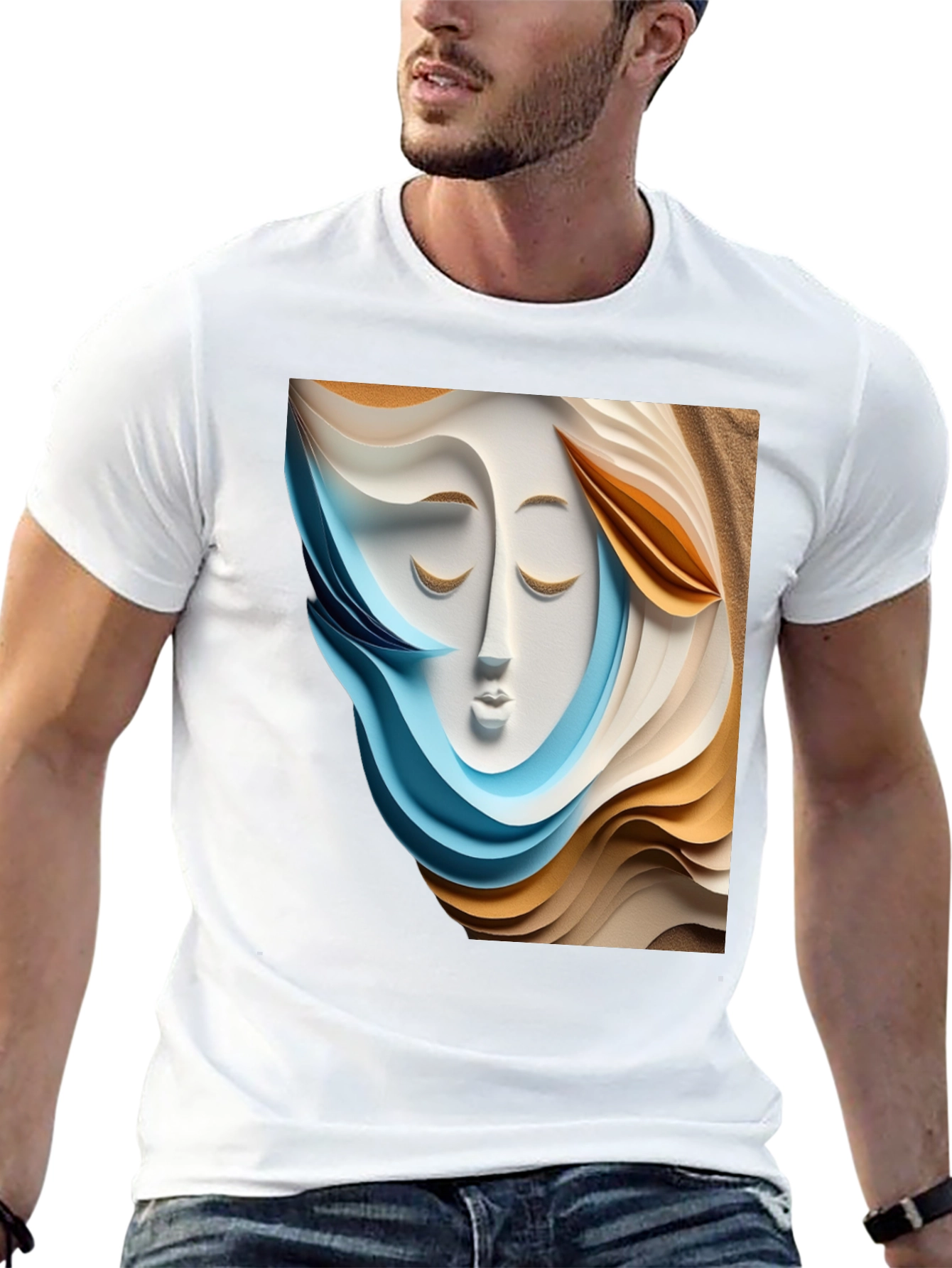Abstract Face Graphic Tee - Modern Art Shirt