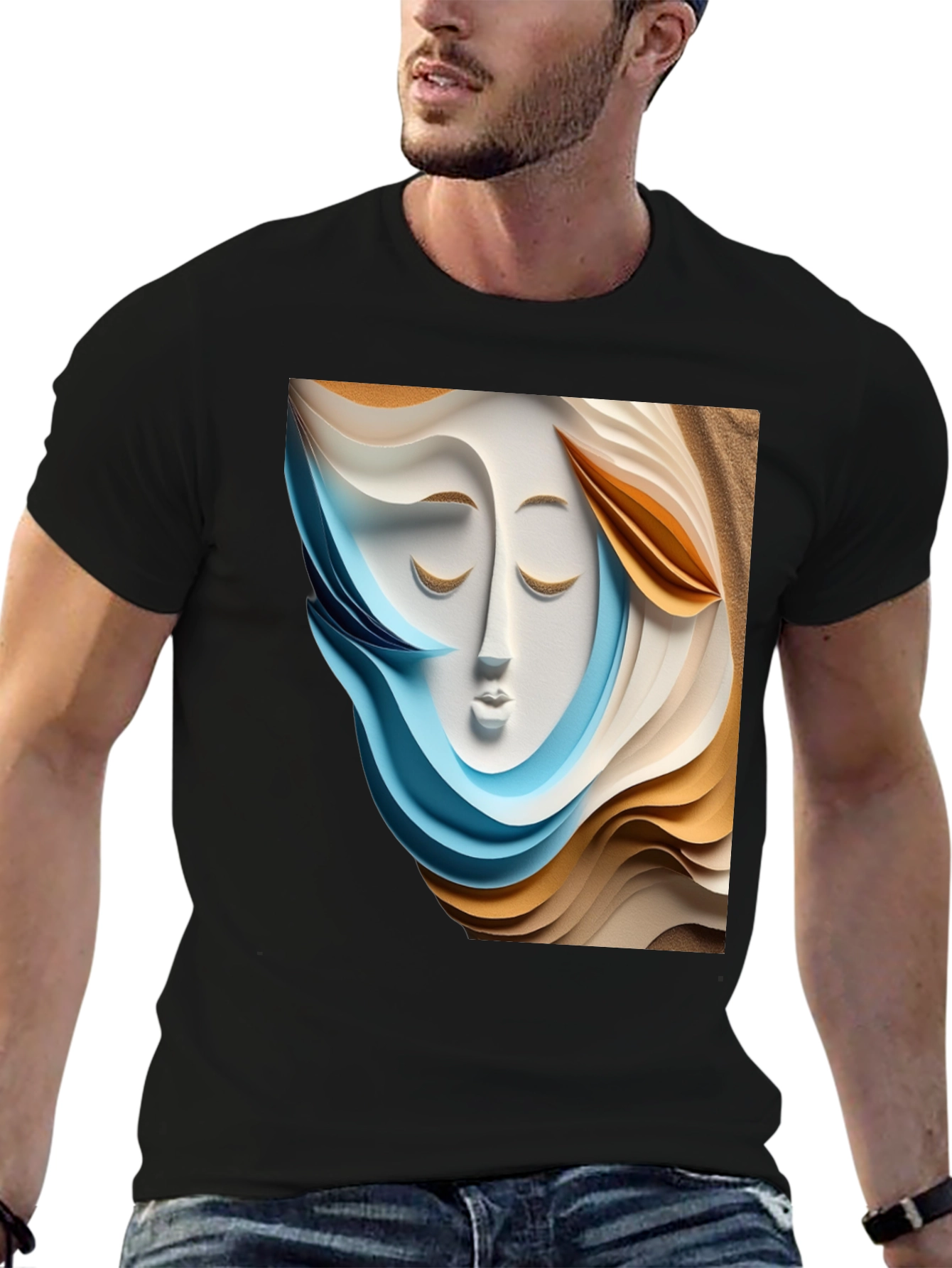 Abstract Face Graphic Tee - Modern Art Shirt