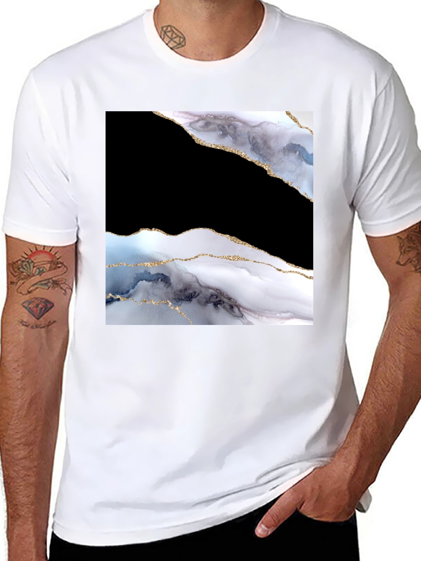 Abstract Marble Graphic Black T-Shirt