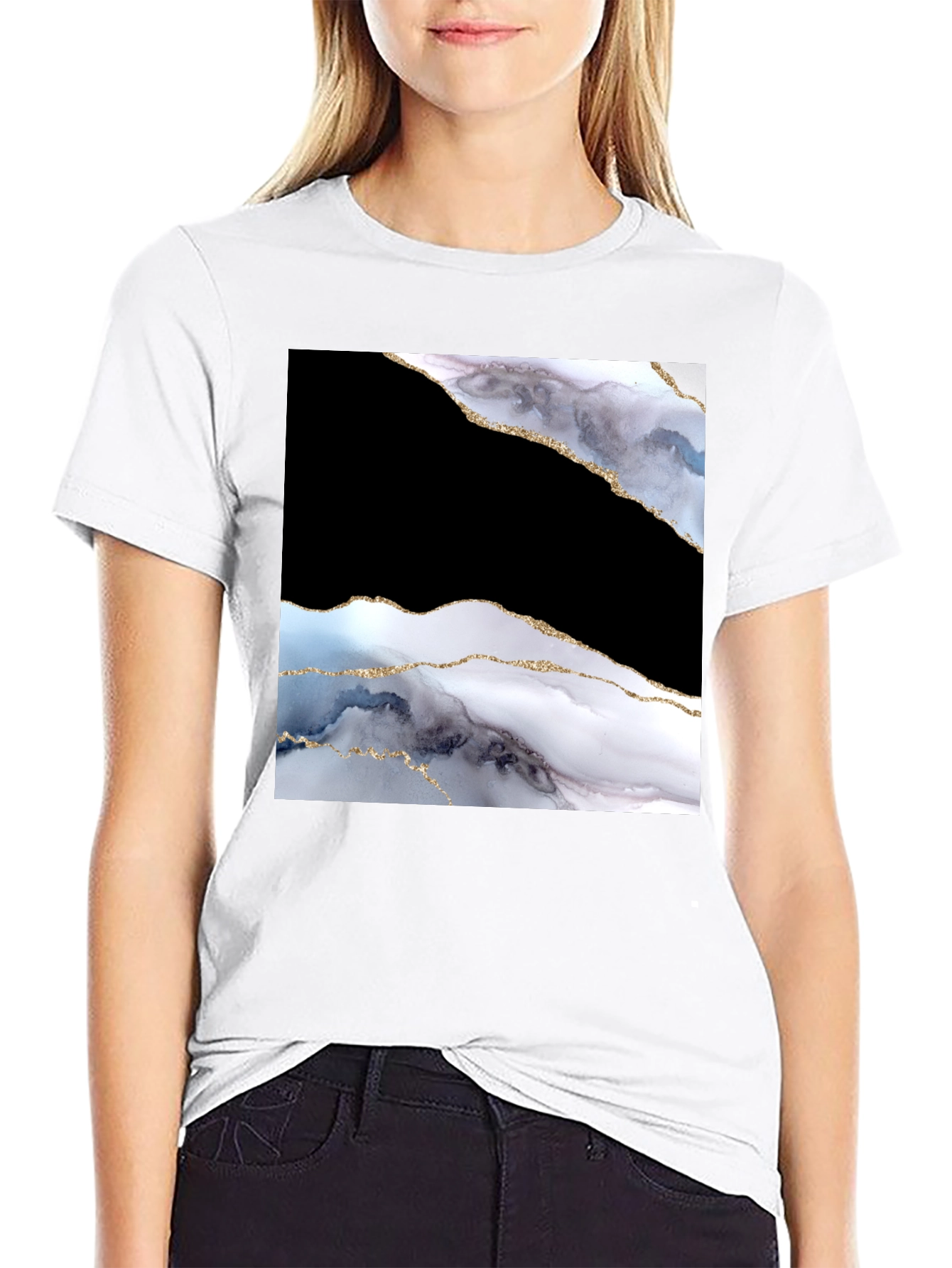 Abstract Marble Graphic Black T-Shirt