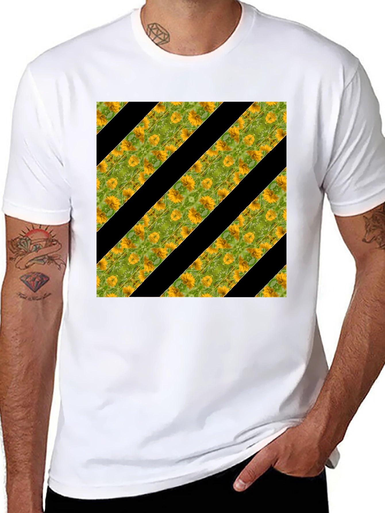 Sunflower Stripe Tee - Stylish Graphic Print T-Shirt