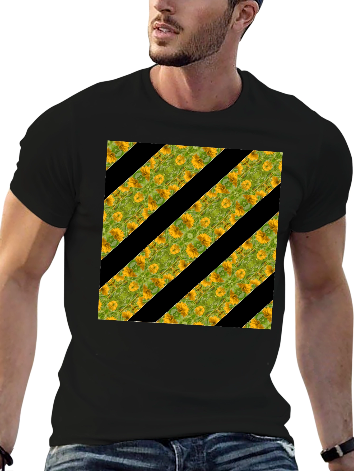 Sunflower Stripe Tee - Stylish Graphic Print T-Shirt