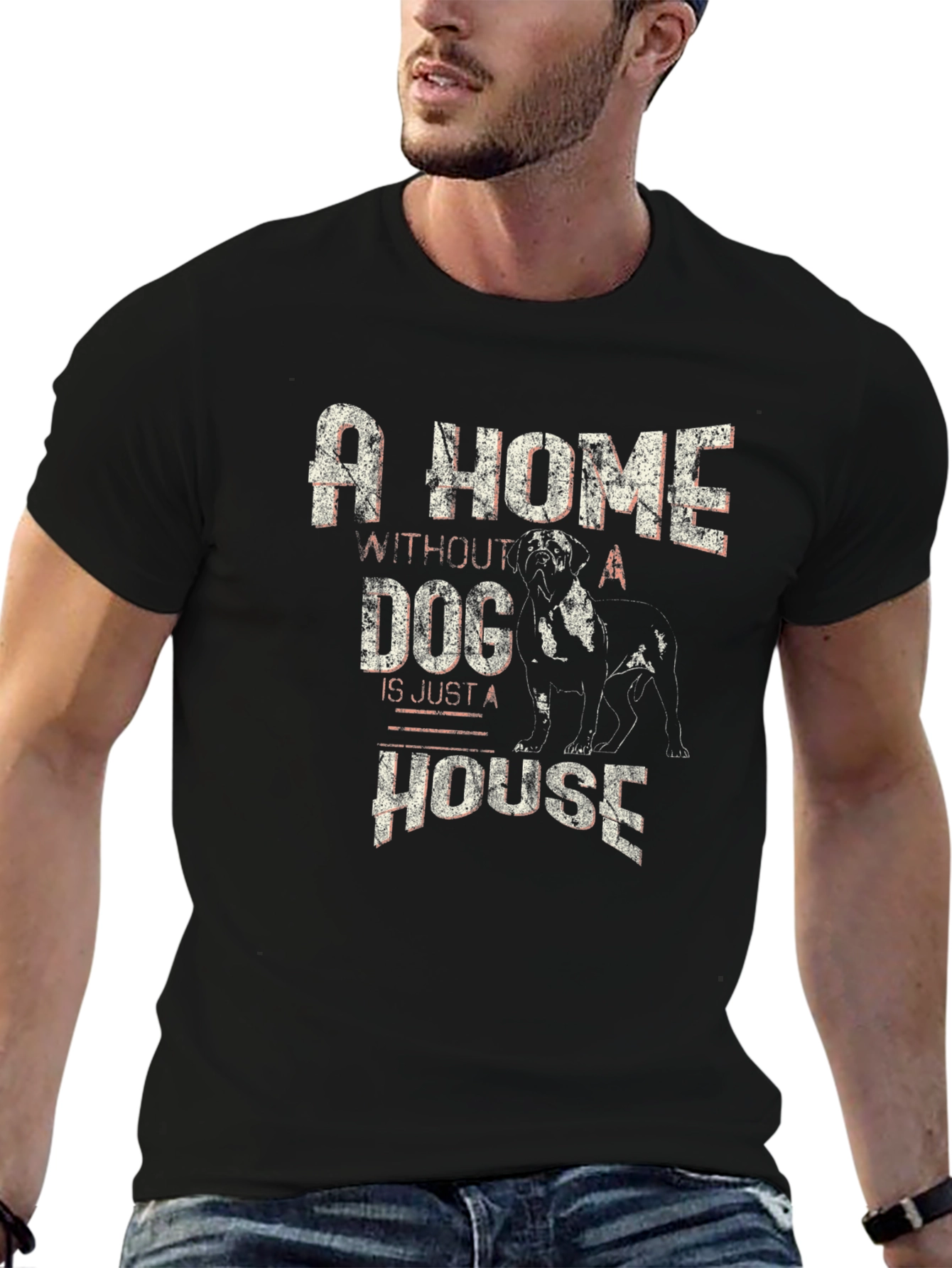 A Home Without Dog House T-Shirt - Black