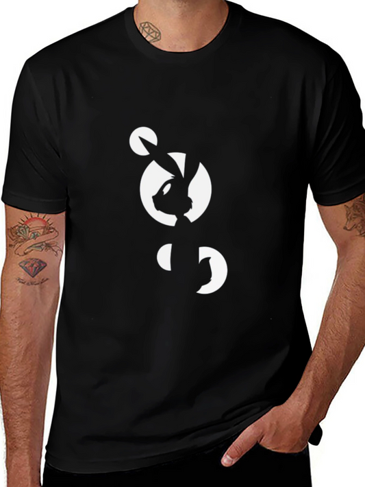 Abstract Bunny Graphic Black T-Shirt