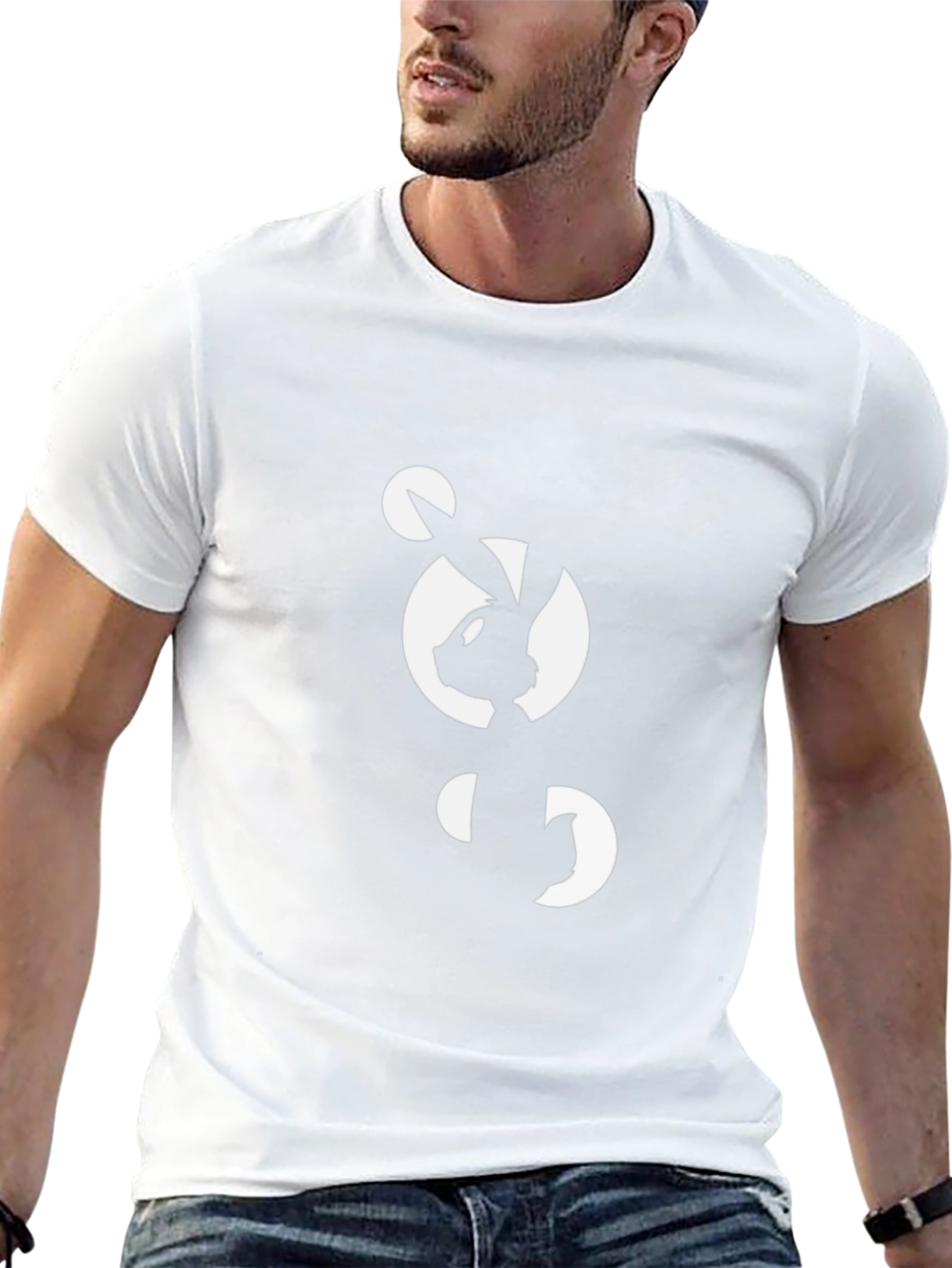 Abstract Bunny Graphic Black T-Shirt