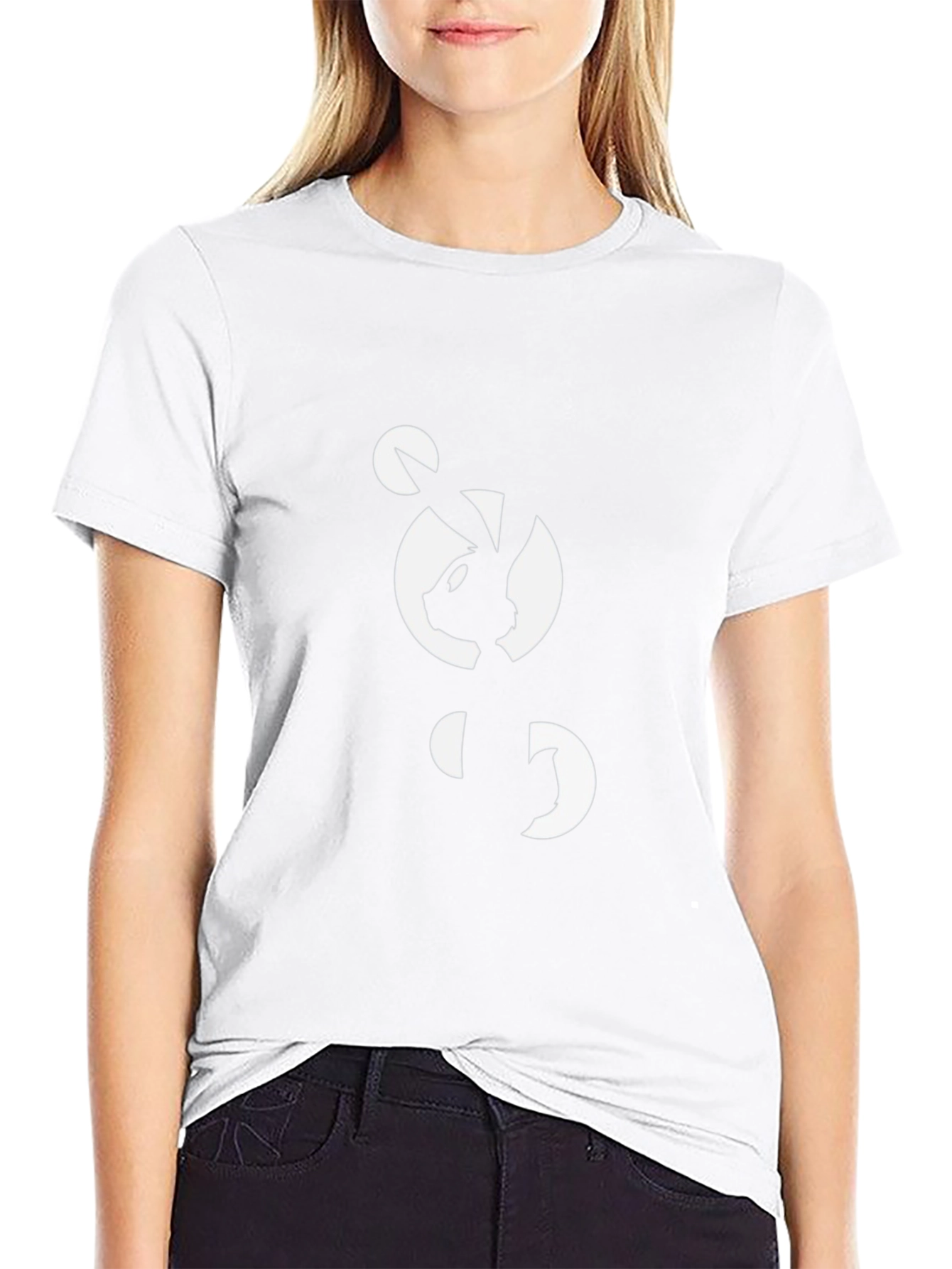Abstract Bunny Graphic Black T-Shirt