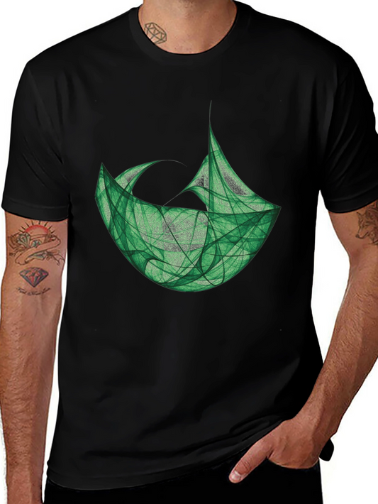 Abstract Green Graphic Black T-Shirt