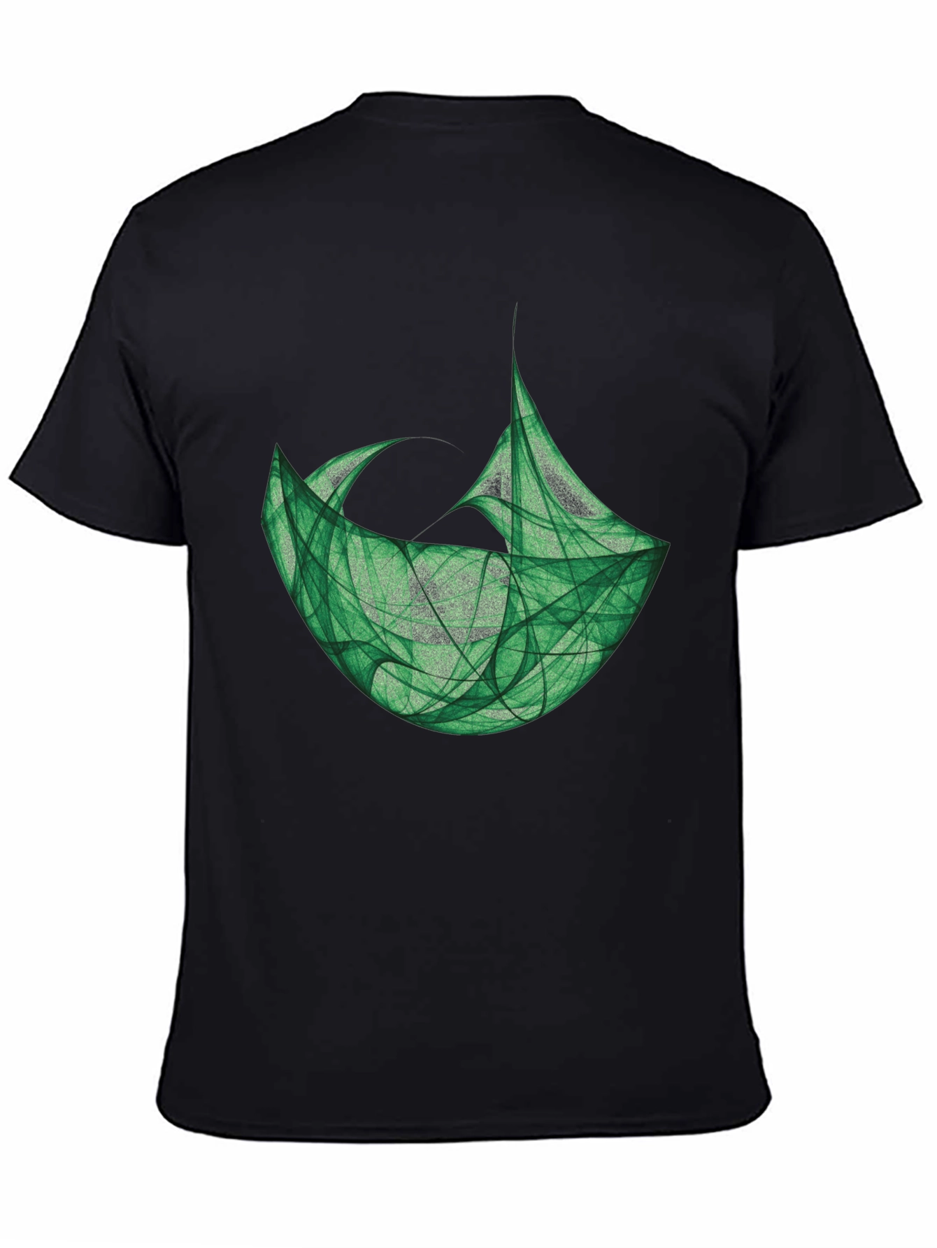 Abstract Green Graphic Black T-Shirt