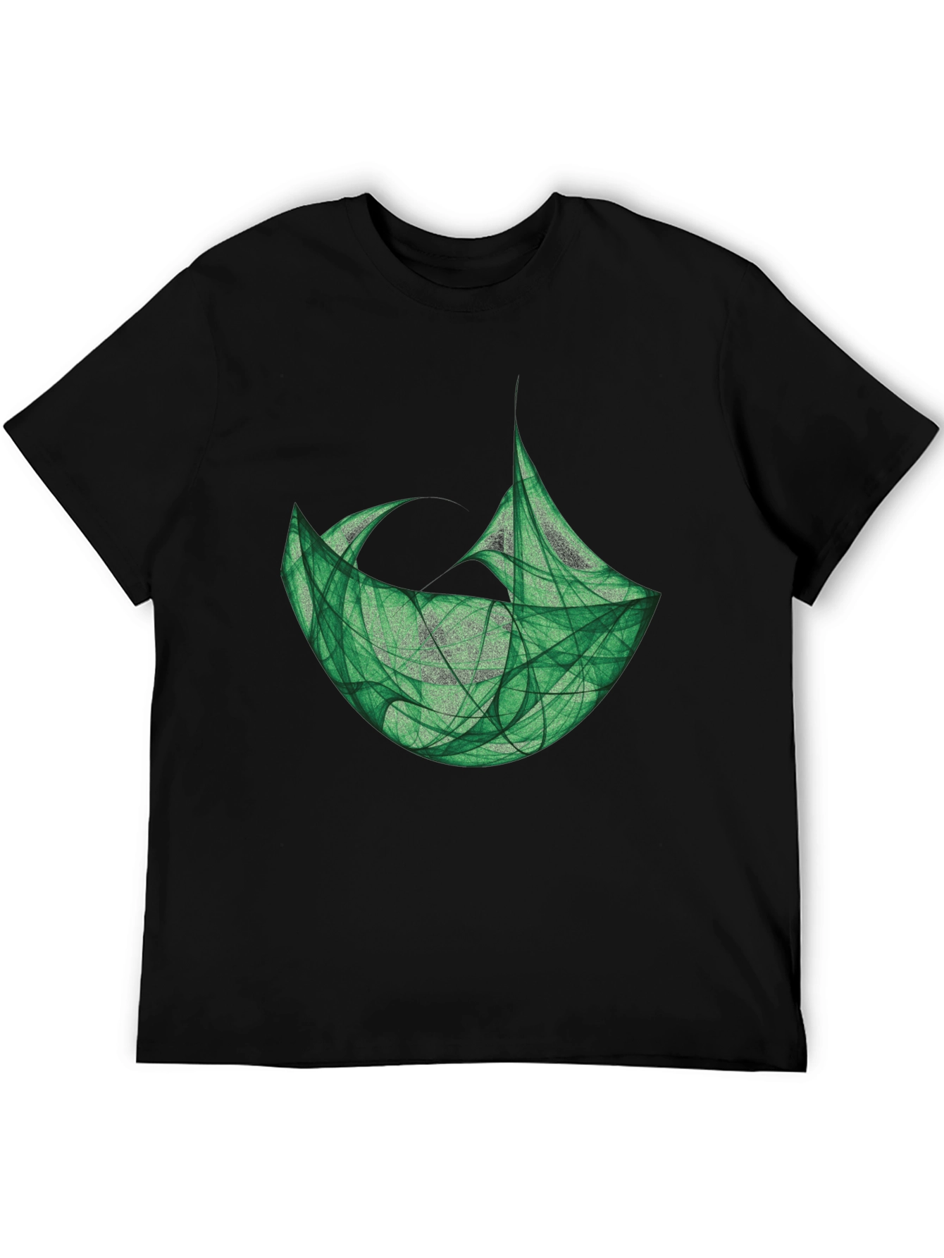 Abstract Green Graphic Black T-Shirt