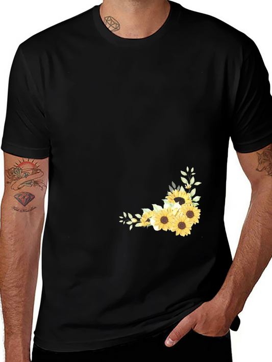 Sunflower Graphic Black T-Shirt for Men