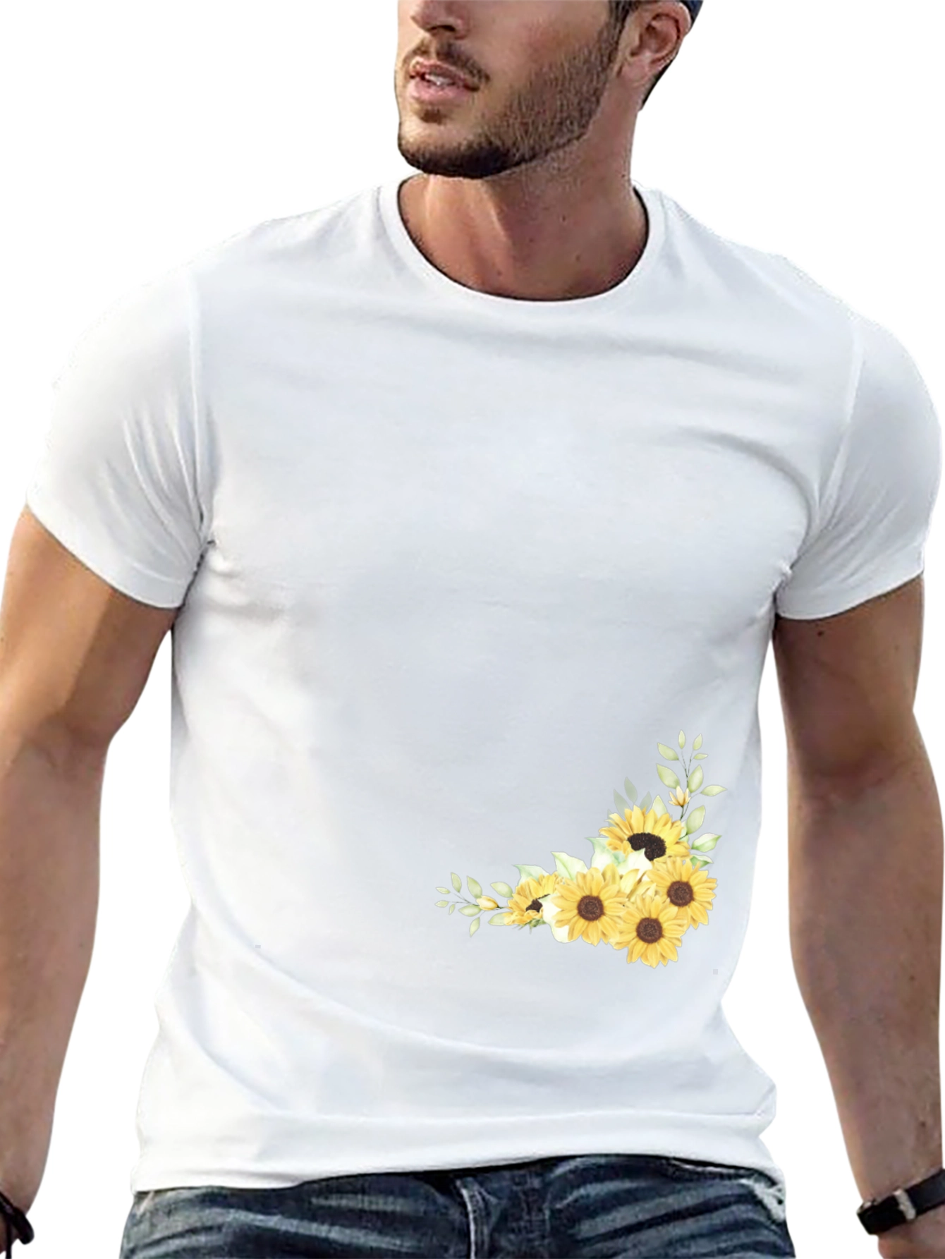 Sunflower Graphic Black T-Shirt for Men